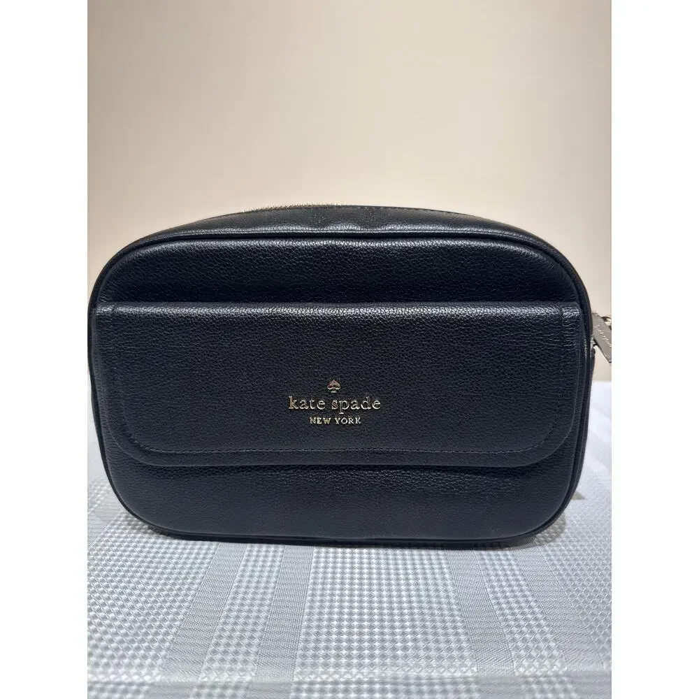 Kate Spade New York Rosie pebbled leather flap camera bag‎ purse in black